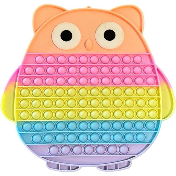 Pop It Bundle of 3 Sensory Colorful Cute Silicone Fidget Toys Owl Circle Square. - Picture 2 of 7